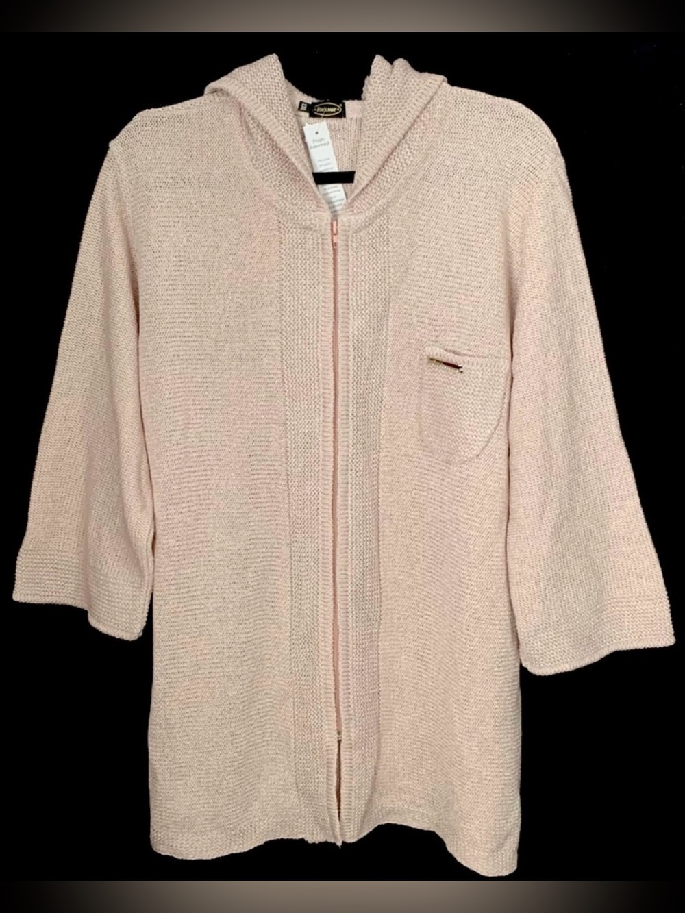 Reksor Sparkle Knit Hooded Zip Front Cardigan